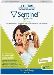 Sentinel Spectrum Tasty Chews for Small Dogs 4 to 11Kg Green 6 Chews