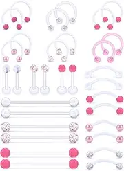 [Jenxnjsjo] Piercing Retainer Clear Piercing Retainers Septum Retainer Clear Cartilage Earrings Clear Industrial Piercing Jewelry Clear Lip Rings Plastic Lip Ring Piercing Kit Daith Piercing Jewelry