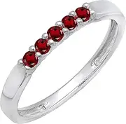 [Dazzlingrock Collection] 10K Round Gemstone 5 Stone Ladies Anniversary Wedding Band Ring, Rose Gold