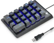 Rottay Number Pad, Mechanical USB Wired Numeric Keypad with Blue LED Backlit