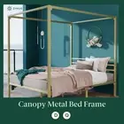 Zinus Patricia Metal Canopy Steel Four Poster Bed Frame - Double/ Queen