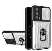 case For Moto Edge 20 Pro Slide Camera Lens Protection and Built in 360 Rotatable Ring Holder - White