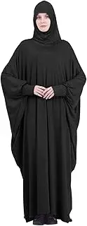 [Bciopll] One Piece Prayer Outfit Muslim Women Abaya Jilbaab with Sleeves Prayer Dress Attached Scarf Islam Hajj and Umrah Clothes Saudis