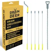 Hair Clog Remover – Plastic Drain Snake with 360° Spin Handle, Barbed Snake, ...