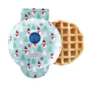 DASH Snowman Holiday Mini 4” Non-Stick 350 Watts Waffle Maker, Light Blue