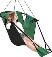 Chihee Hanging Chair with Footrest,U-Shaped Metal Frame Hammock Chair,Robust Oxford Fabric Teslin Swing Chair with Side Pocket Pillow Carabiner Strong Support and Breathability Outdoor Indoor 550lbs