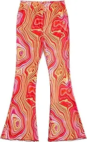 [WDIRARA] Girl's Marble Print Flare Leg Elastic High Waisted Casual Bootcut Yoga Pants