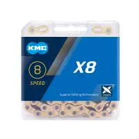 在飛比找蝦皮商城優惠-KMC X8鏈條 8速鏈條 八速鏈條 金色 116目 附快扣