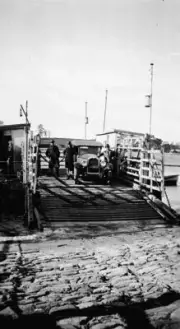 A punt carrying cars across Bateman's Bay New South Wales 1927 OLD PHOTO