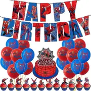 Spiderman Superhero Theme Boys Birthday Party Supplies Balloons Kit Banner Cake Toppers Decorations -NMAOV