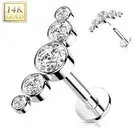 Piercing Labret Ear White Gold 14 Gold Five Stones Curved
