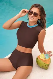 Cupshe Tide Layers Brown Bikini Set - Brown,M