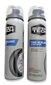 Super Tech Auto TIRE SEALANT & INFLATOR Seal Punctures Tire Sensor Safe 2 Cans