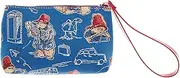 Signare Paddington Bear Tapestry Wristlet Clutch, Blue with Red Trim, Travel Pattern Design (Paddington Bear Blue, WRIS-PADDBL), Paddington Bear Blue