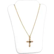 White Faux Leather Chain Necklace Pendant Easel Jewelry Display 4 1/2" x 6 3/16"