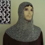 Medieval Coif Aluminium Chain Mail Armor Riveted Flat Washer Chainmail Hood LARP