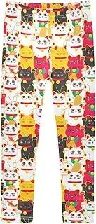 [Joisal] Lucky Cats Red Colorful Girl Pants Suitable for Warm Leggings for Girls