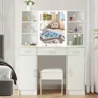 Bedroom Makeup Table With Mirror Vanity Dressing Desk With 3 Drawers Furniture