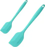 NASHRIO 2 Pcs Heat Resistant Spatulas, Food Grade Silicone Rubber Spatula Set for Baking, Cooking, and Mixing High Heat Resistant, One Small Spatulas and Large Spatulas,Blue