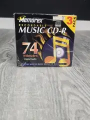 MEMOREX Blank Recordable Music CD-R 3 Pack (74 Minutes) New