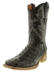 Mens Western Wear Boots Black Crocodile Print Leather Square Toe Size 6, 12.5