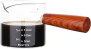 NCnnwovf 250ml Espresso Cup with Wooden Handle,Double Spouts Espresso Shot Glass,Glass Measuring Cup with Dual Scale for Coffee,Milk