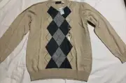 New Boys XXL 16 Sweater TCP Tan Gray Long Sleeve Argyle Sharp $28