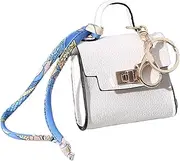[QeenRTUU] Mini Backpack Keychain Coin Purse for Women Small Keychain Purse Change Pouch Key Chain Change Purse Little Miniature Bag Charm Cute Key Headset Bag, White
