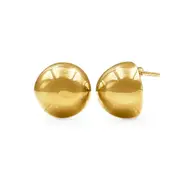 Bevilles 9kt Yellow Gold Silver Infused Round Dome Stud Earrings