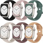 6 Pack Sport Bands Compatible with Apple Watch Band 38mm 40mm 41mm 42mm 44mm 45mm 49mm,Soft Silicone Waterproof Strap for iWatch Ultra2 Series 9 Ultra 8 7 6 5 4 3 2 1 SE Women Men