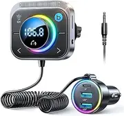 Bluetooth 5.3 FM AUX Bluetooth Car Charger Adapter Air Vent Installation 3 Ports PD QC 3.0 FM Bluetooth Car Transmitter