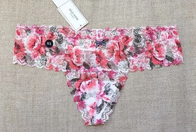 GILLY HICKS by Abercrombie Hollister PANTIES Thong Floral Lace Pink M / L NWT