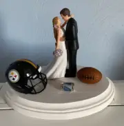 Pittsburgh Steelers Cake Topper Bride Groom Wedding Day Funny Football Theme