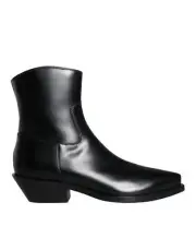 Dolce&Gabbana Women Black Ankle Boots 100% Leather Pointed Toe Booties Sz EUR 37