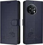 Compatible with OnePlus 11 5G Cover,Compatible with OnePlus 11 5G Card Slots Holder Magnetic Closure Kickstand Flip Wallet Phone Case Blue