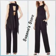 NWT BCBG MAXAZRIA SIZE 4 LORI OPEN BACK ASYMMETRIC DRAPE JUMPSUIT MSRP $298