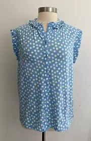 Boden Light Blue Polka Dot Cap Sleeve Top sz 12 New NWT