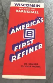 1934 BARNSDALL Quaker State Motor Oil Wisconsin Road Map America's First Refiner