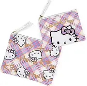 Sanrio Hello Kitty Dress Tan Design Series Flat Pouch, Set of 2, Kitty-chan Hello Kitty 7.5 x 9.8 x 0.1 inches (19 x 25 x 0.3 cm), Character 367222 Sanrio