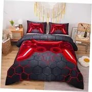 Game Console Comforter Set for Boys Girls Kids Geometric Full5pcs Red