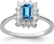 [Diamond2Deal] Women's Sterling Silver Rhodium Blue Topaz Ring