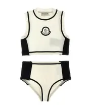 Moncler Enfant Logo Printed Two Piece Bikini Set 8Y,14Y,12Y White