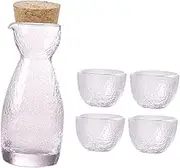 Sake Pot Collection, Includes 1 Bottle and 4 Cups, Ideal for Events, Style B