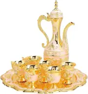 Tea Sets, Vintage Coffee Pot Set with 6 Coffee Cup and Tea Tray Luxury Teapot Se
