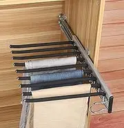 Extendable Pants Holder, Cabinet Pull Out Pants Rack, 9 Scarf Holder Hanger Rail, Stainless Steel Hanger, Pull-Out Trousers Hanger for Wardrobe Depth 47Cm,Right