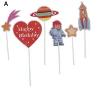 6pcs rocket astronaut cake topper outer space ufo rocket cupcake Toppers