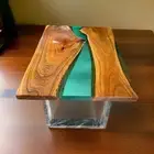Epoxy Coffee Table – Acacia Wood & Walnut Live Edge Table – Handmade Resin table