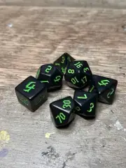 7 Piece Polyhedral Dice Set: Green w/ Black - Dungeons & Dragons Dice