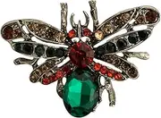 [Knighthood] Brooch Lapel Pin for Men Green, Red And Black And Champagne Stone Detailing Butterfly Broochfor Suit Tuxedo of Shirts Tie Hat Scarf, Standard, Brass Zinc, No Gemstone