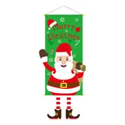 Merry Christmas Fabric Flag Santa Claus Snowman Banner Xmas Door Porch Hanging Decoration